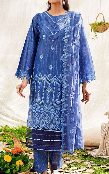 Safwa Blue Lawn Suit | Pakistani Lawn Dress in USA- Image 1