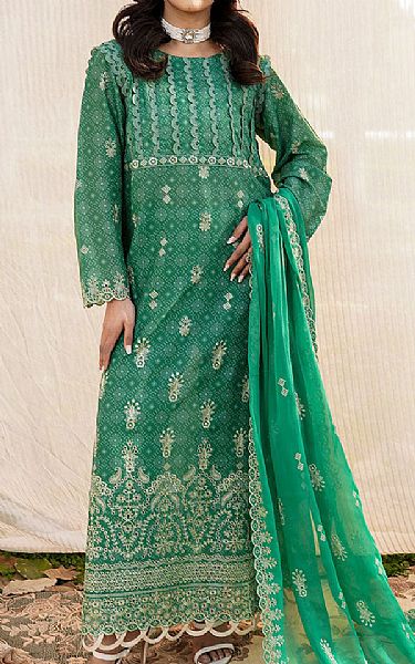Safwa Emerald Green Lawn Suit | Pakistani Lawn Suits- Image 1