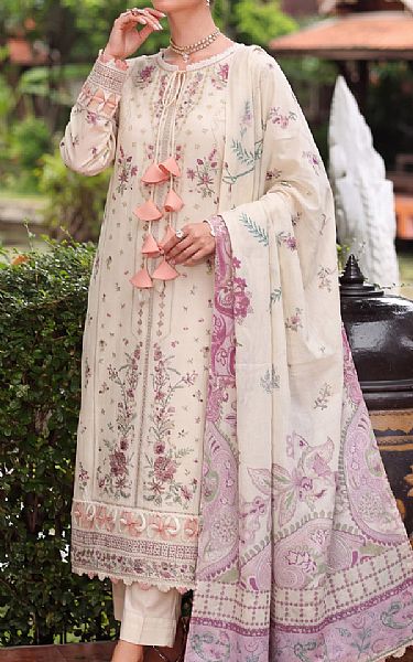 Safwa Off White Lawn Suit | Pakistani Lawn Dress in USA- Image 2
