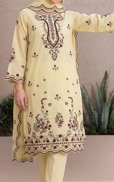 Safwa Cream Dobby Suit | Pakistani Lawn Dress in USA- Image 2
