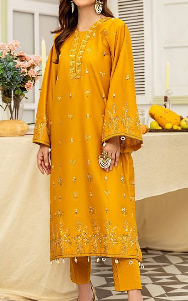 Safwa Orange Lawn Suit (2 pcs) | Pakistani Lawn Suits- Image 1