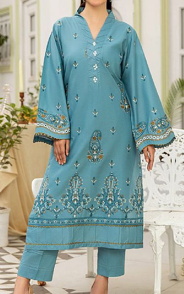 Safwa Hippie Blue Lawn Suit (2 pcs) | Pakistani Lawn Suits- Image 1
