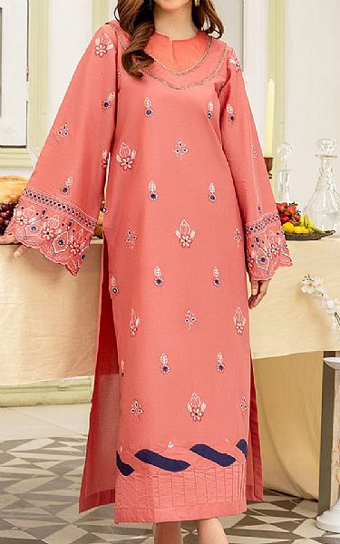 Safwa Coral Pink Lawn Suit (2 pcs) | Pakistani Lawn Suits- Image 1
