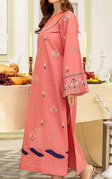 Safwa Coral Pink Lawn Suit (2 pcs) | Pakistani Lawn Suits- Image 2