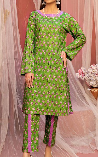 Safwa Leaf Green Lawn Suit (2 pcs) | Pakistani Lawn Suits- Image 1