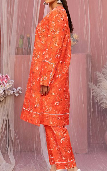 Safwa Bright Orange Lawn Suit (2 pcs) | Pakistani Lawn Suits- Image 2