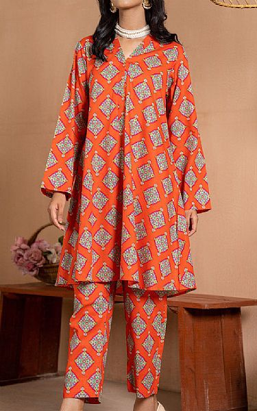 Safwa Portland Orange Lawn Suit (2 pcs) | Pakistani Lawn Suits- Image 1