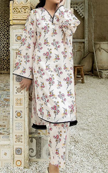 Safwa Off White Cambric Suit (2 pcs) | Pakistani Lawn Suits- Image 1