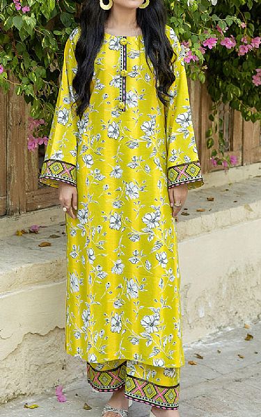 Safwa Lime Green Cambric Suit (2 pcs) | Pakistani Lawn Suits- Image 1