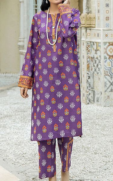 Safwa Muted Purple Cambric Suit (2 pcs) | Pakistani Lawn Suits- Image 1