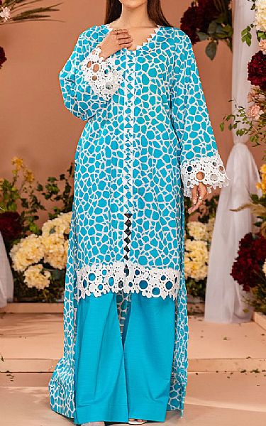 Safwa Turquoise Lawn Suit (2 pcs) | Pakistani Lawn Suits- Image 1