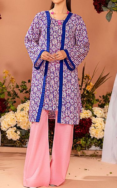 Safwa Pink/Blue Lawn Suit (2 pcs) | Pakistani Lawn Suits- Image 1
