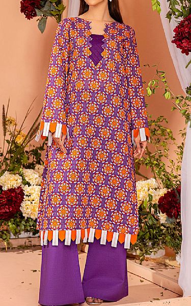 Safwa Plum Purple Lawn Suit (2 pcs) | Pakistani Lawn Suits- Image 1