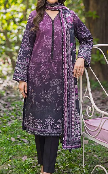Safwa Black/Plum Lawn Suit | Pakistani Lawn Dress in USA- Image 1