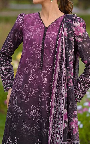 Safwa Black/Plum Lawn Suit | Pakistani Lawn Dress in USA- Image 2