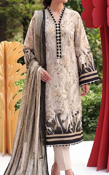 Safwa Beige Lawn Suit | Pakistani Lawn Dress in USA- Image 1