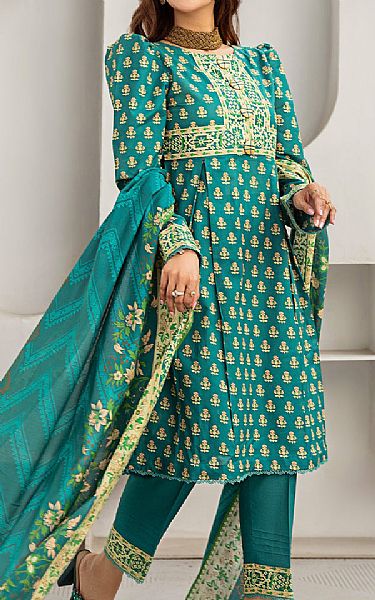 Safwa Teal Lawn Suit | Pakistani Lawn Dress in USA- Image 1
