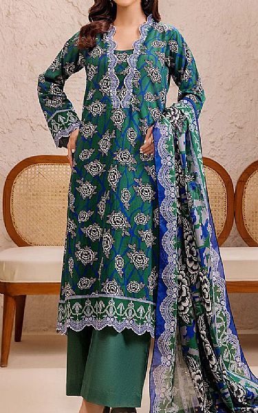 Safwa Emerald Green Lawn Suit | Pakistani Lawn Dress in USA- Image 1
