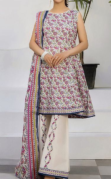 Safwa Off White Lawn Suit | Pakistani Lawn Dress in USA- Image 1