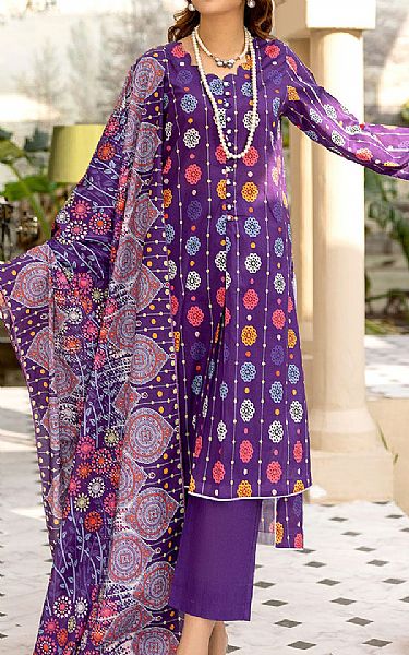 Safwa Purple Lawn Suit | Pakistani Lawn Suits- Image 1