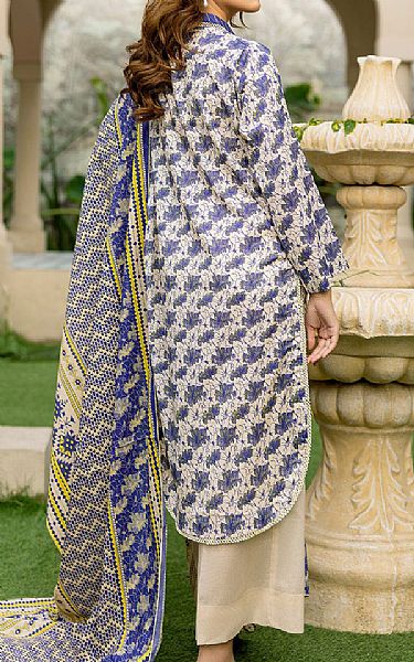 Safwa Ivory/Blue Lawn Suit | Pakistani Lawn Suits- Image 2