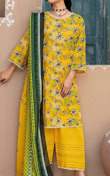 Safwa Yellowish Orange Lawn Suit | Pakistani Lawn Suits- Image 1