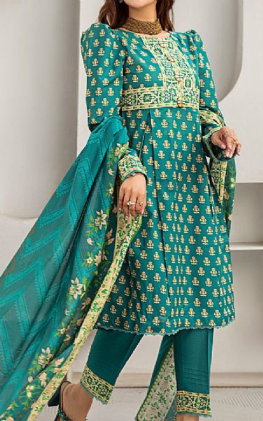 Safwa Teal Lawn Suit | Pakistani Lawn Suits- Image 1