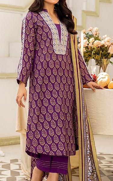 Safwa Grape Purple Lawn Suit | Pakistani Lawn Suits- Image 1