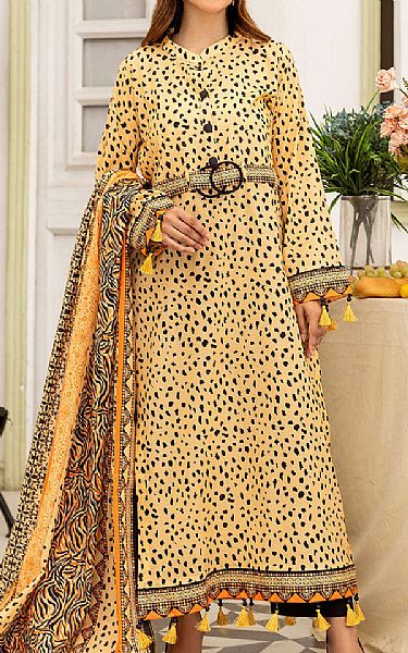 Safwa Sand Gold Lawn Suit | Pakistani Lawn Suits- Image 1