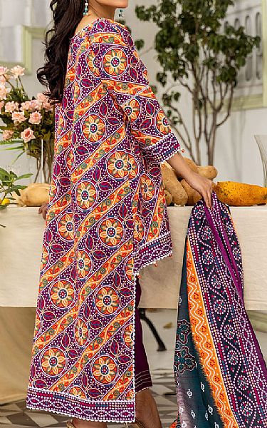 Safwa Rich Purple/Halloween Orange Lawn Suit | Pakistani Lawn Suits- Image 2
