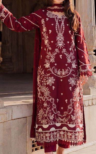 Safwa Maroon Lawn Suit | Pakistani Lawn Dress in USA- Image 1