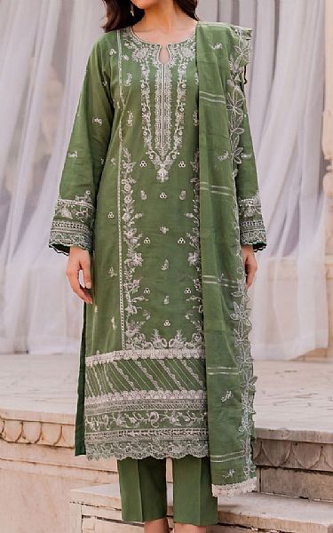 Safwa Green Lawn Suit | Pakistani Lawn Dress in USA- Image 1