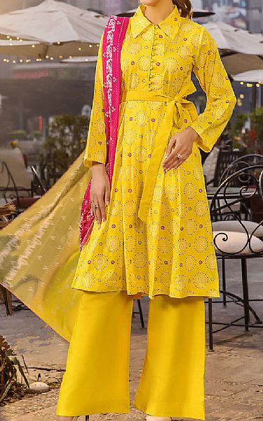 Safwa Mustard Lawn Suit | Pakistani Lawn Dress in USA- Image 1