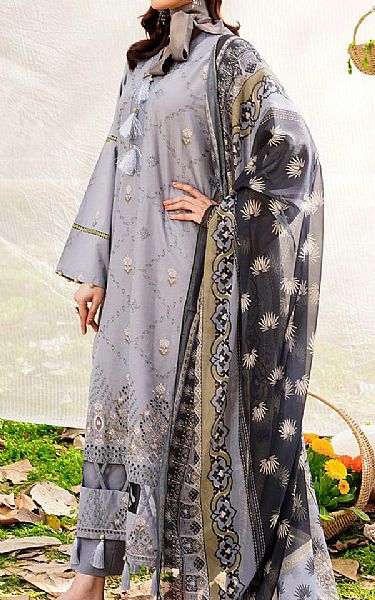 Safwa Pale Slate Lawn Suit | Pakistani Lawn Dress in USA- Image 1