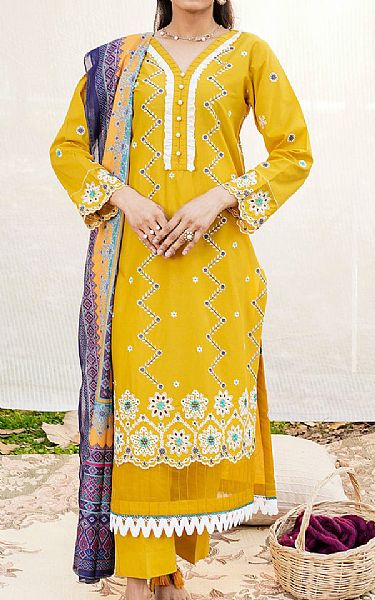 Safwa Mustard Lawn Suit | Pakistani Lawn Suits- Image 1