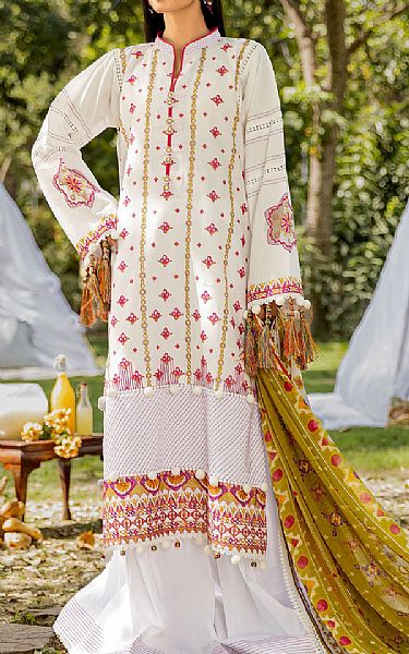 Safwa Off-white Lawn Suit | Pakistani Lawn Dress in USA- Image 1