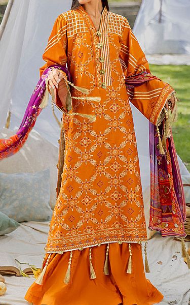 Safwa Bright Orange Lawn Suit | Pakistani Lawn Dress in USA- Image 1