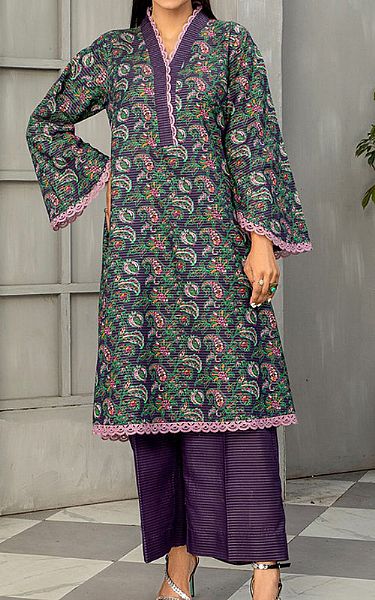 Safwa Purple/Green Masuri Suit (2 pcs) | Pakistani Winter Dresses- Image 1