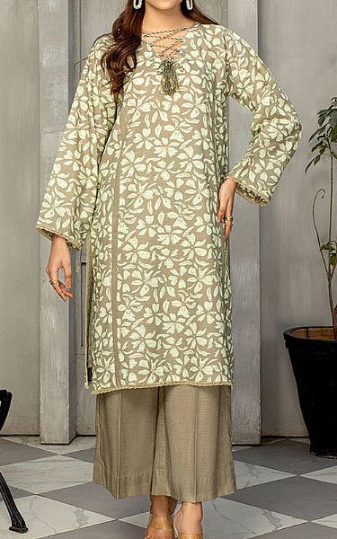 Safwa Brownish Grey Masuri Suit (2 pcs) | Pakistani Winter Dresses- Image 1