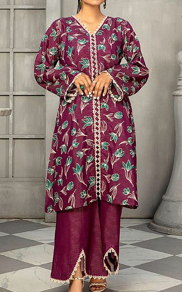 Safwa Pansy Purple Masuri Suit (2 pcs) | Pakistani Winter Dresses- Image 1