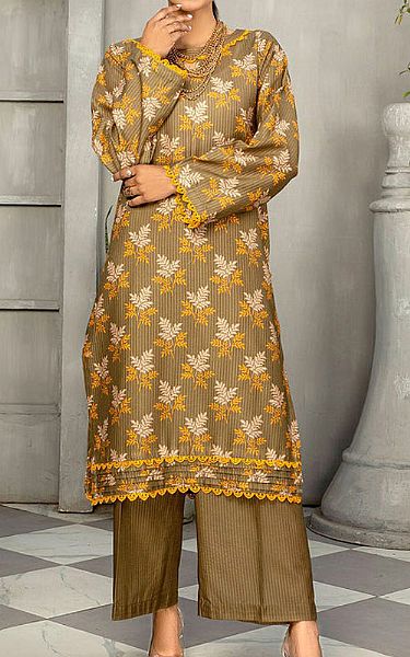 Safwa Limed Oak Masuri Suit (2 pcs) | Pakistani Winter Dresses- Image 1