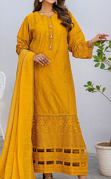 Safwa Dirty Orange Lawn Suit | Pakistani Lawn Suits- Image 1