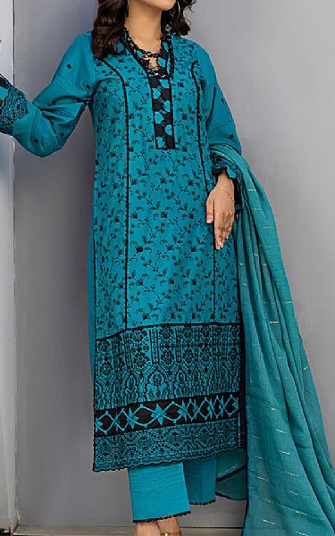 Safwa Teal Blue Lawn Suit | Pakistani Lawn Suits- Image 1