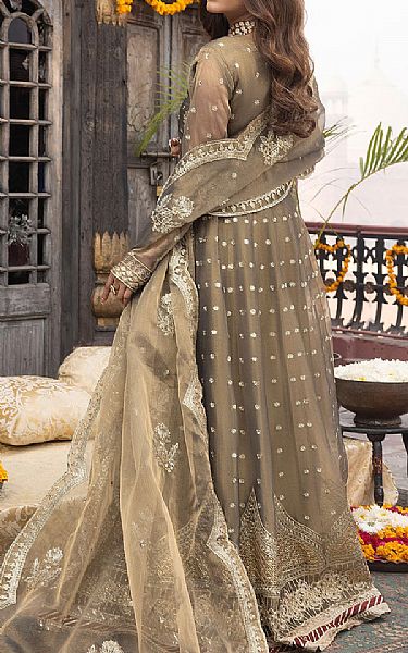 Sahane Brownish Grey/Golden Mesuri Suit | Pakistani Embroidered Chiffon Dresses- Image 2