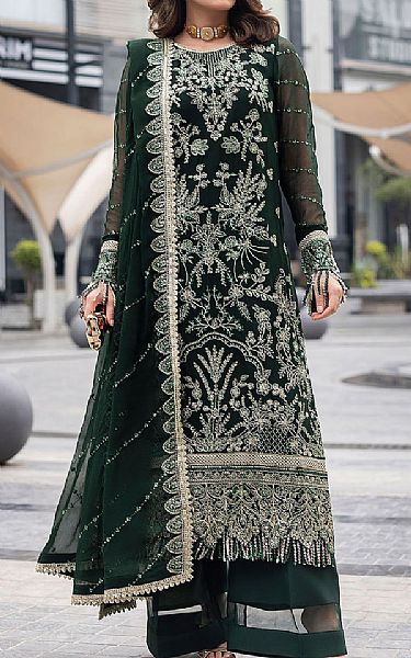 Sahane Green Chiffon Suit | Pakistani Embroidered Chiffon Dresses USA- Image 1