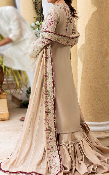 Sahane Beige Khadi Net Suit | Pakistani Embroidered Chiffon Dresses USA- Image 2