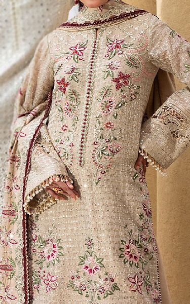 Sahane Beige Khadi Net Suit | Pakistani Embroidered Chiffon Dresses USA- Image 3