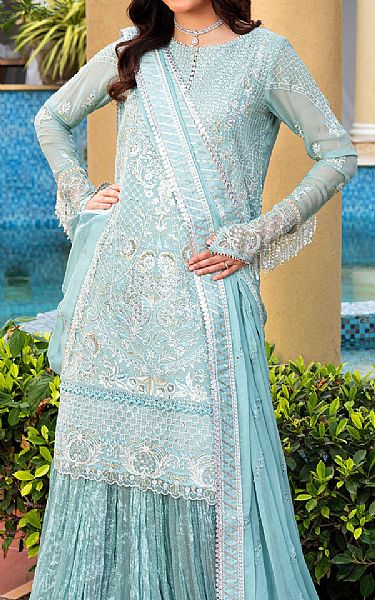 Sahane Sky Blue Chiffon Suit | Pakistani Embroidered Chiffon Dresses USA- Image 3