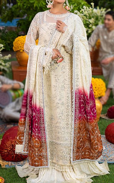 Sahane Off White Chiffon Suit | Pakistani Embroidered Chiffon Dresses USA- Image 1