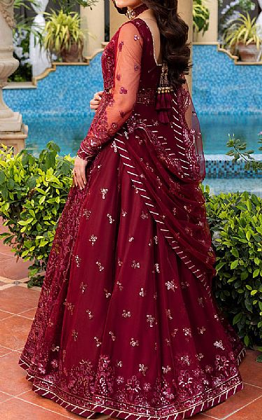 Sahane Wine Red Net Suit | Pakistani Embroidered Chiffon Dresses USA- Image 2
